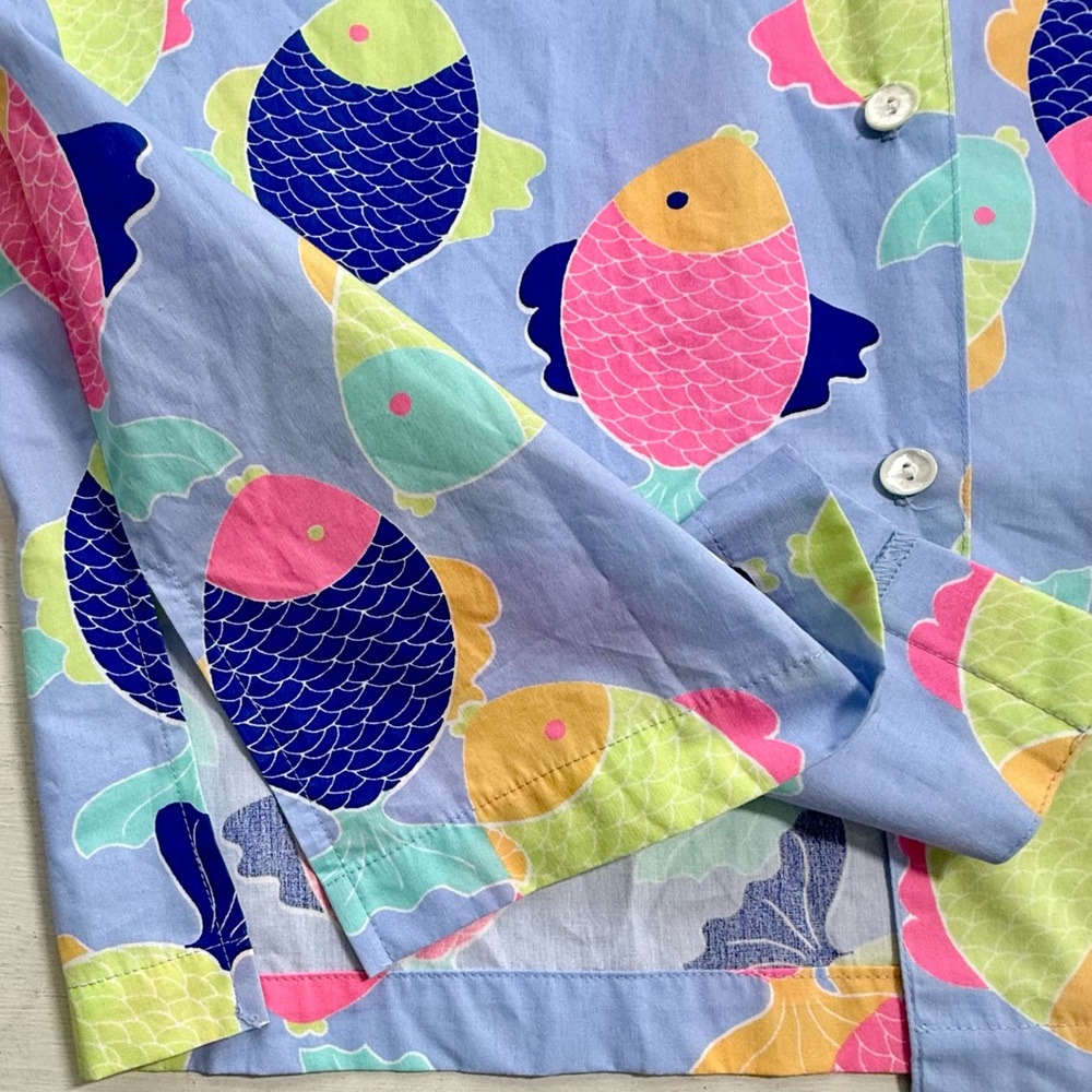 Vintage ICanTOO Casual Wear Long Sleeve Button Up 80’s Unisex Fish Shirt Size L - Picture 7 of 12